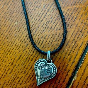 Brighton retired Ophelia heart pendant and leather cord necklace